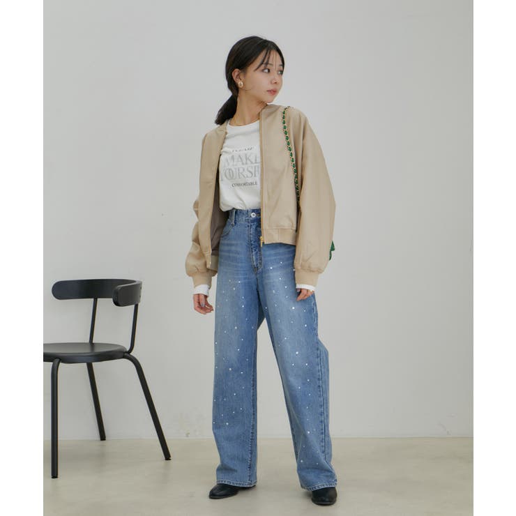 【STAYC J 着用】リーフキルティング&合皮アソートブルゾン | VIS  | 詳細画像4 