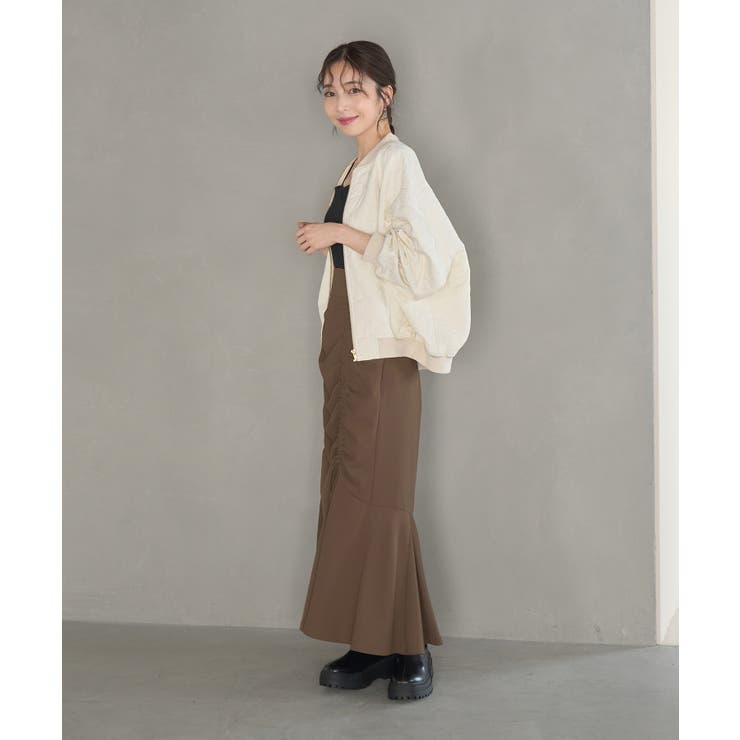 【STAYC J 着用】リーフキルティング&合皮アソートブルゾン | VIS  | 詳細画像9 