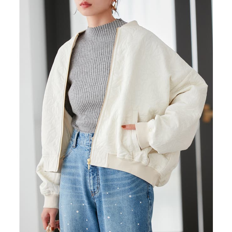 キナリ系(17) | 【STAYC J 着用】リーフキルティング&合皮アソートブルゾン | VIS 