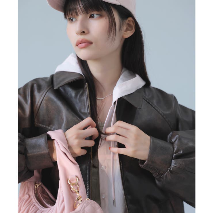 合皮&スエードライクジップアップブルゾン | VIS  | 詳細画像14