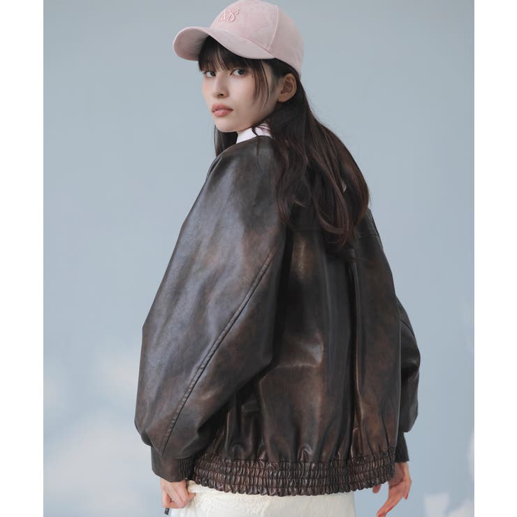 合皮&スエードライクジップアップブルゾン | VIS  | 詳細画像16