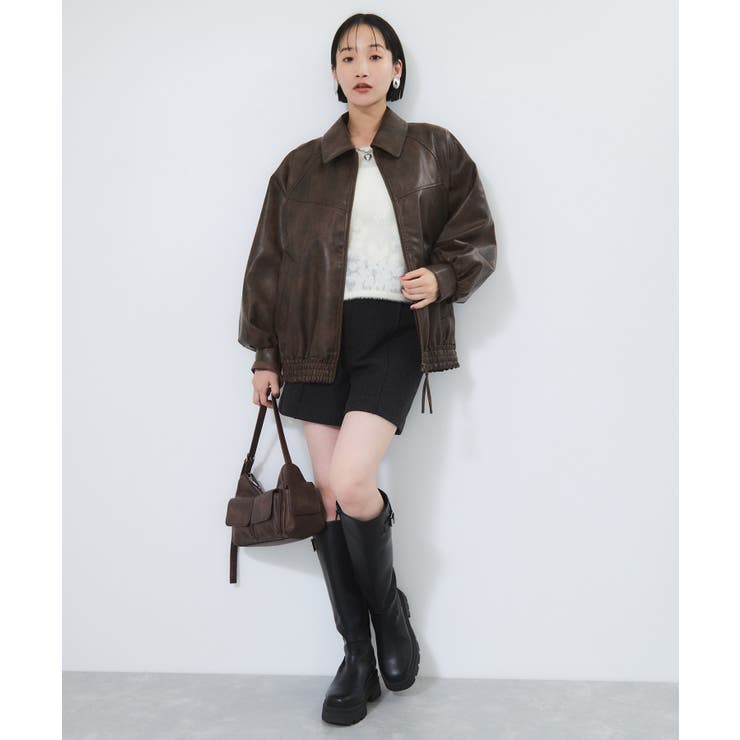 合皮&スエードライクジップアップブルゾン | VIS  | 詳細画像17