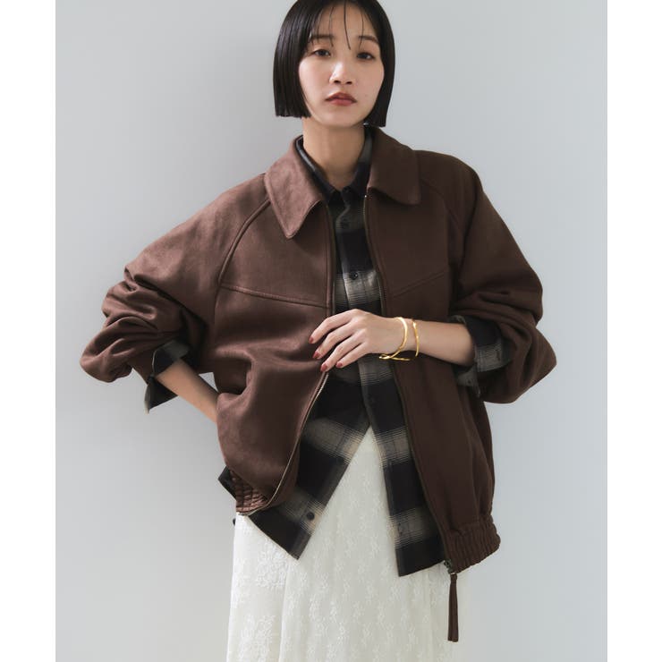 合皮&スエードライクジップアップブルゾン | VIS  | 詳細画像2