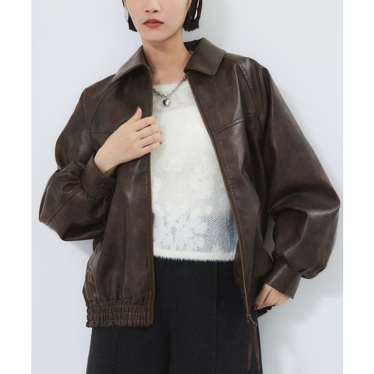 合皮&スエードライクジップアップブルゾン | VIS  | 詳細画像21