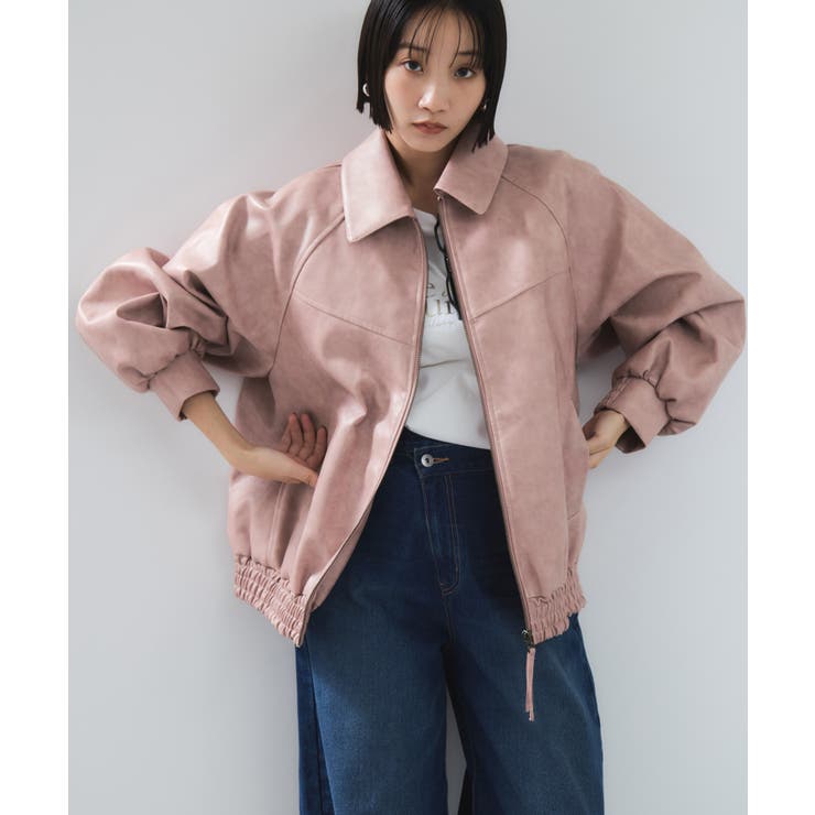 合皮&スエードライクジップアップブルゾン | VIS  | 詳細画像26