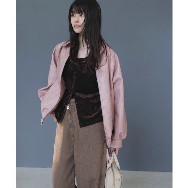 合皮&スエードライクジップアップブルゾン | VIS  | 詳細画像30