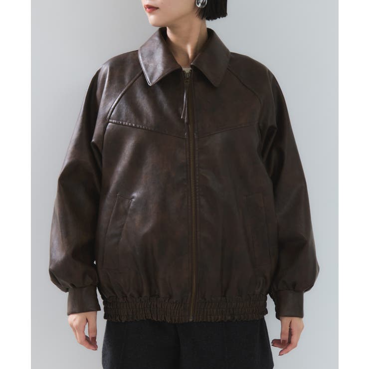 合皮&スエードライクジップアップブルゾン | VIS  | 詳細画像32