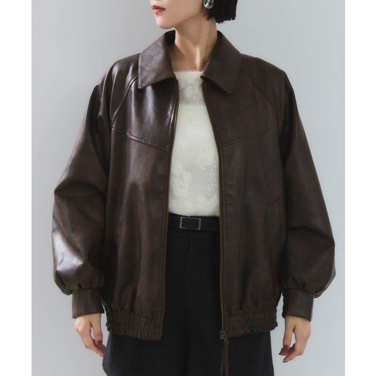 合皮&スエードライクジップアップブルゾン | VIS  | 詳細画像33