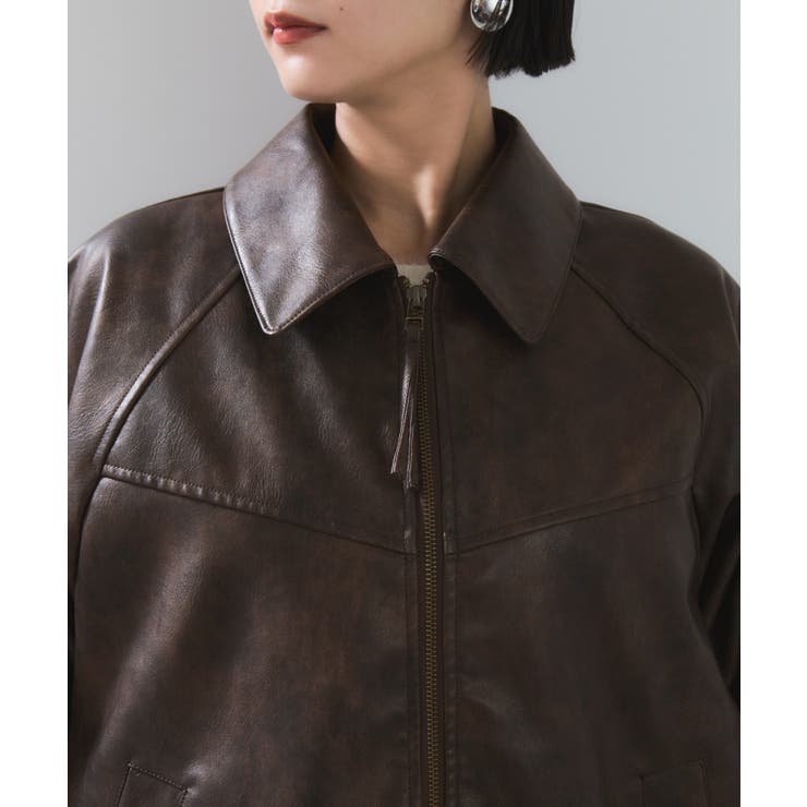 合皮&スエードライクジップアップブルゾン | VIS  | 詳細画像36