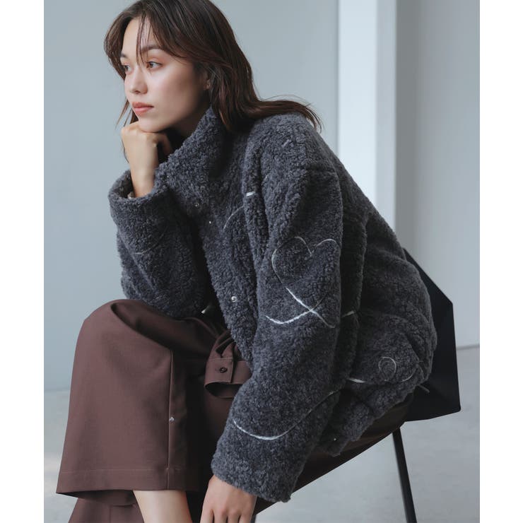 グレー(07) | ジャガードボアブルゾン | VIS 