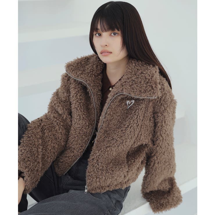 ブラウン系(22) | ブローチ付きアソートファーブルゾン | VIS 