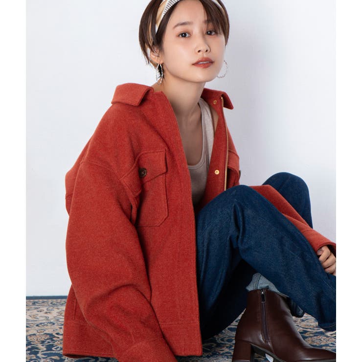 オレンジ(70) | 【高橋愛&times;ViS】ドロップショルダーCPOジャケット | VIS 