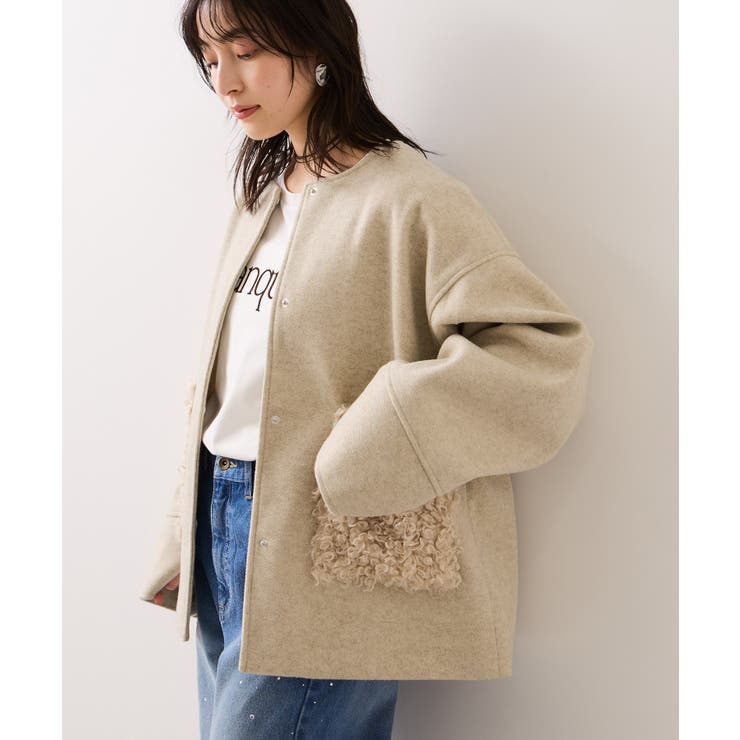 【WEB限定】ボアポケットノーカラーコート | VIS  | 詳細画像10 