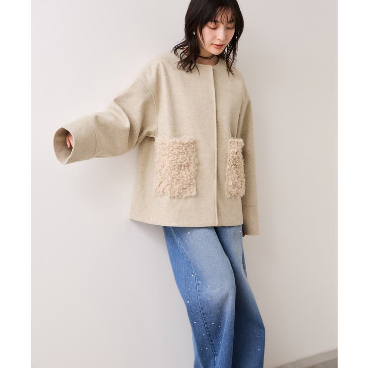 【WEB限定】ボアポケットノーカラーコート | VIS  | 詳細画像15 