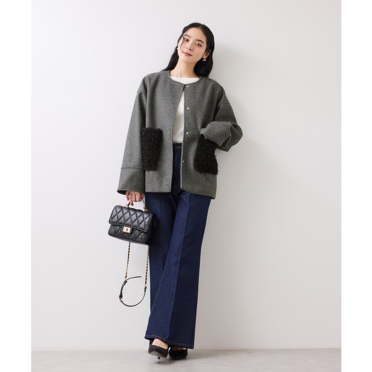 【WEB限定】ボアポケットノーカラーコート | VIS  | 詳細画像16 