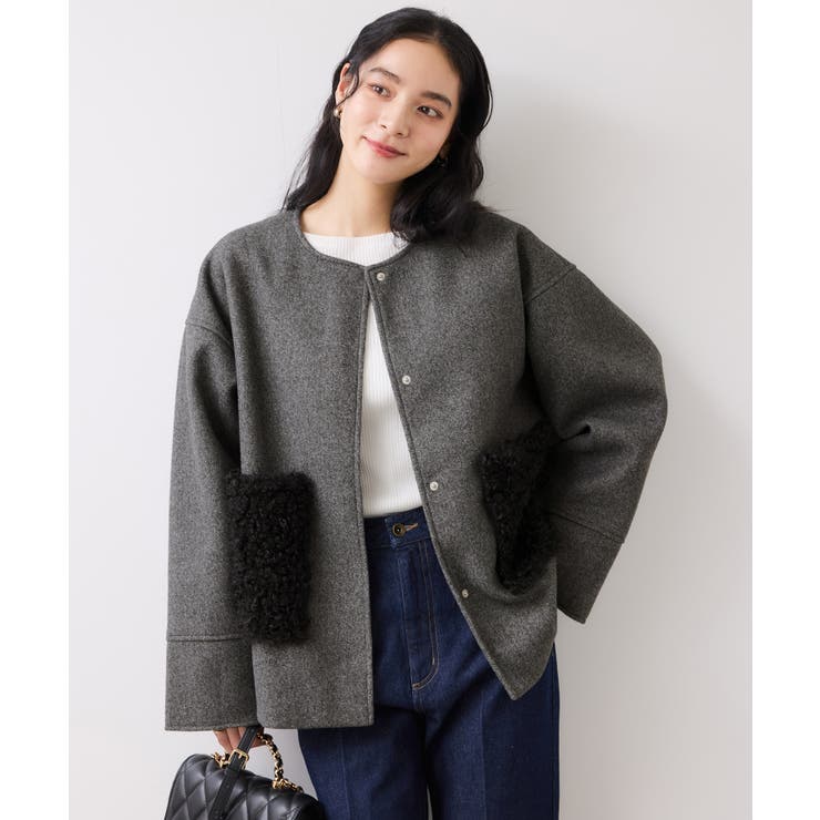 【WEB限定】ボアポケットノーカラーコート | VIS  | 詳細画像18 