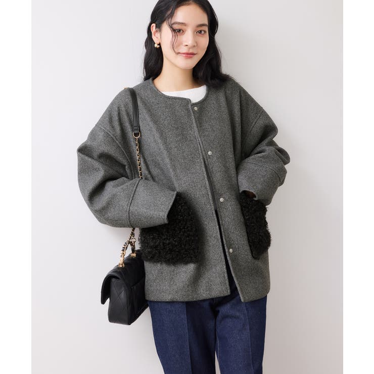 【WEB限定】ボアポケットノーカラーコート | VIS  | 詳細画像19 