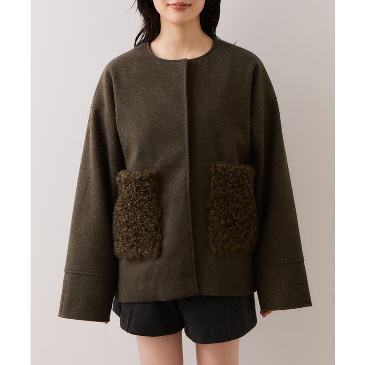 【WEB限定】ボアポケットノーカラーコート | VIS  | 詳細画像20 