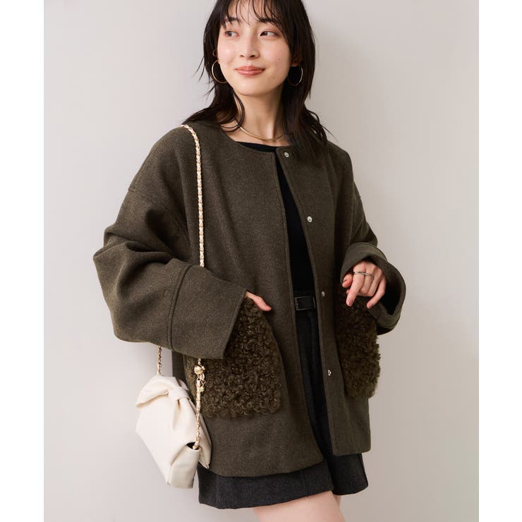 【WEB限定】ボアポケットノーカラーコート | VIS  | 詳細画像5 