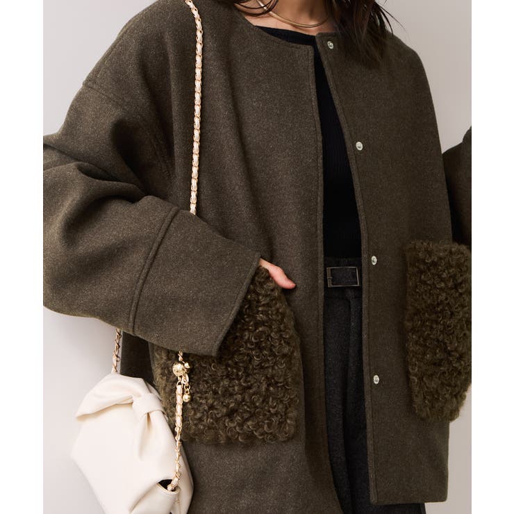 【WEB限定】ボアポケットノーカラーコート | VIS  | 詳細画像7 