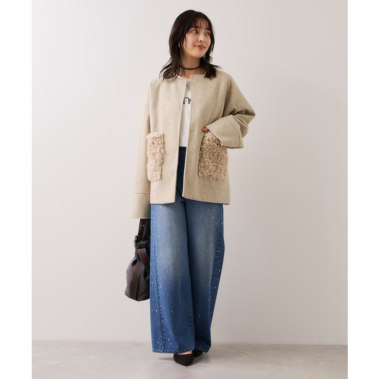 【WEB限定】ボアポケットノーカラーコート | VIS  | 詳細画像8 