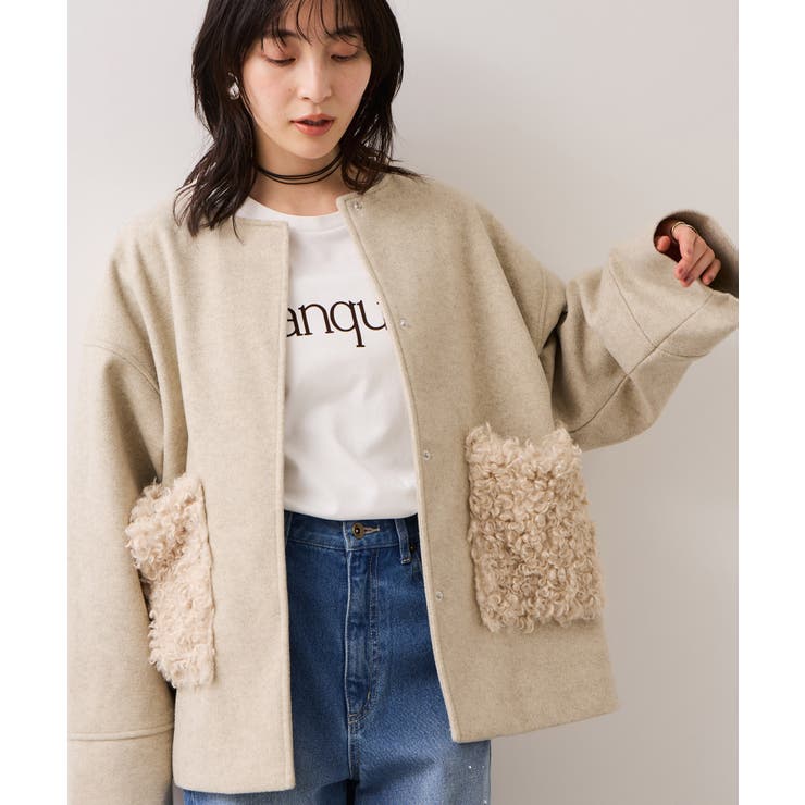 【WEB限定】ボアポケットノーカラーコート | VIS  | 詳細画像9 