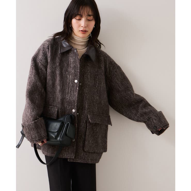 【WEB限定】衿袖レザーシャギーアウター | VIS  | 詳細画像10 