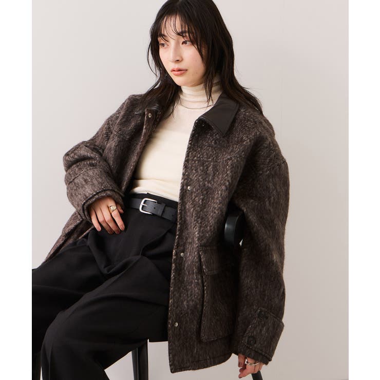 【WEB限定】衿袖レザーシャギーアウター | VIS  | 詳細画像11 