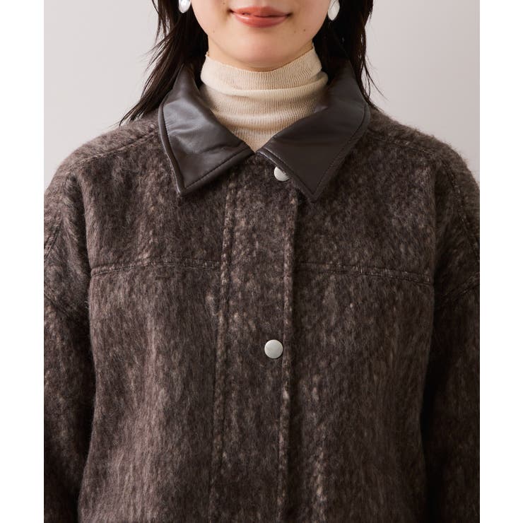 【WEB限定】衿袖レザーシャギーアウター | VIS  | 詳細画像15 