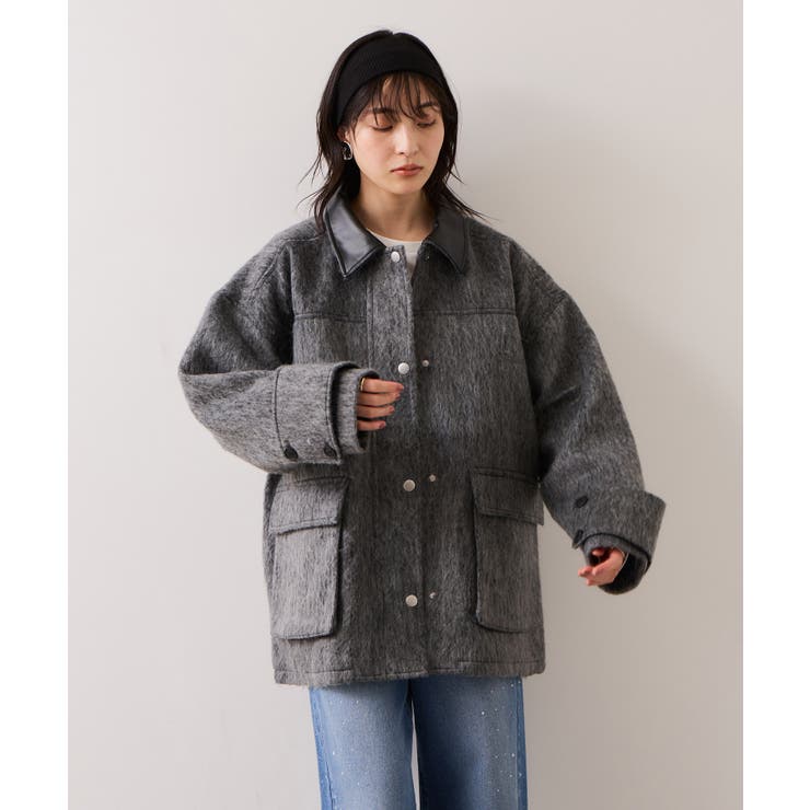 【WEB限定】衿袖レザーシャギーアウター | VIS  | 詳細画像3 