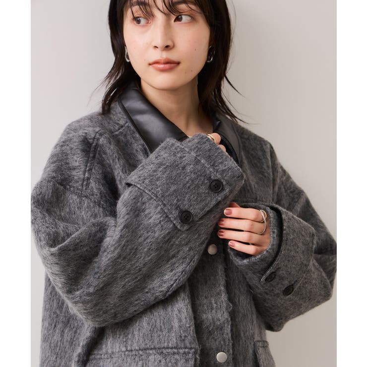 【WEB限定】衿袖レザーシャギーアウター | VIS  | 詳細画像4 