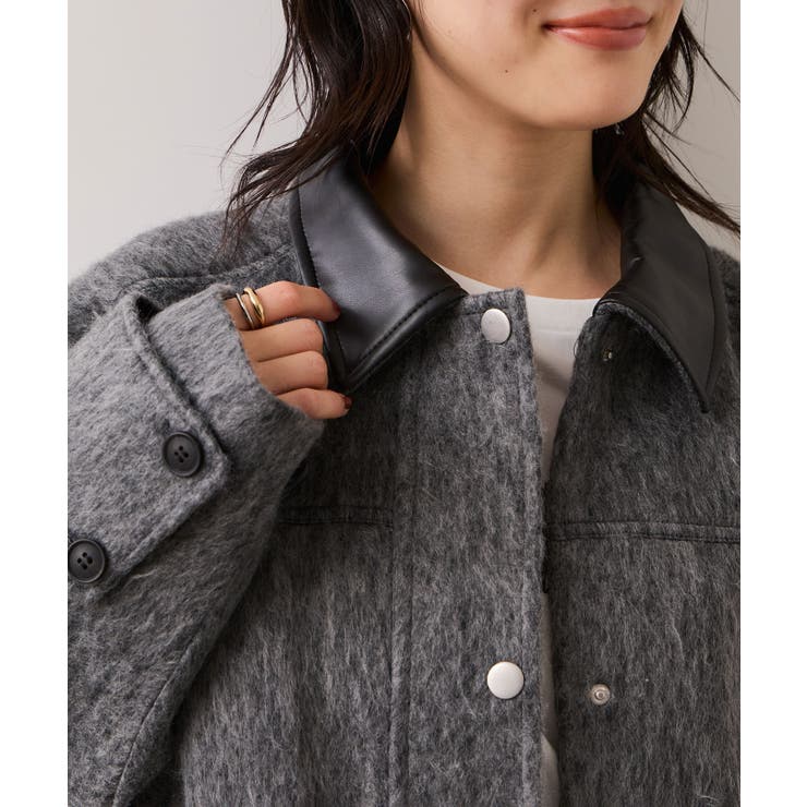 【WEB限定】衿袖レザーシャギーアウター | VIS  | 詳細画像6 