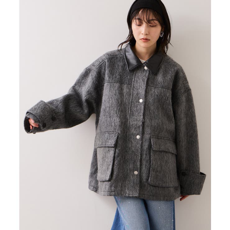 【WEB限定】衿袖レザーシャギーアウター | VIS  | 詳細画像7 