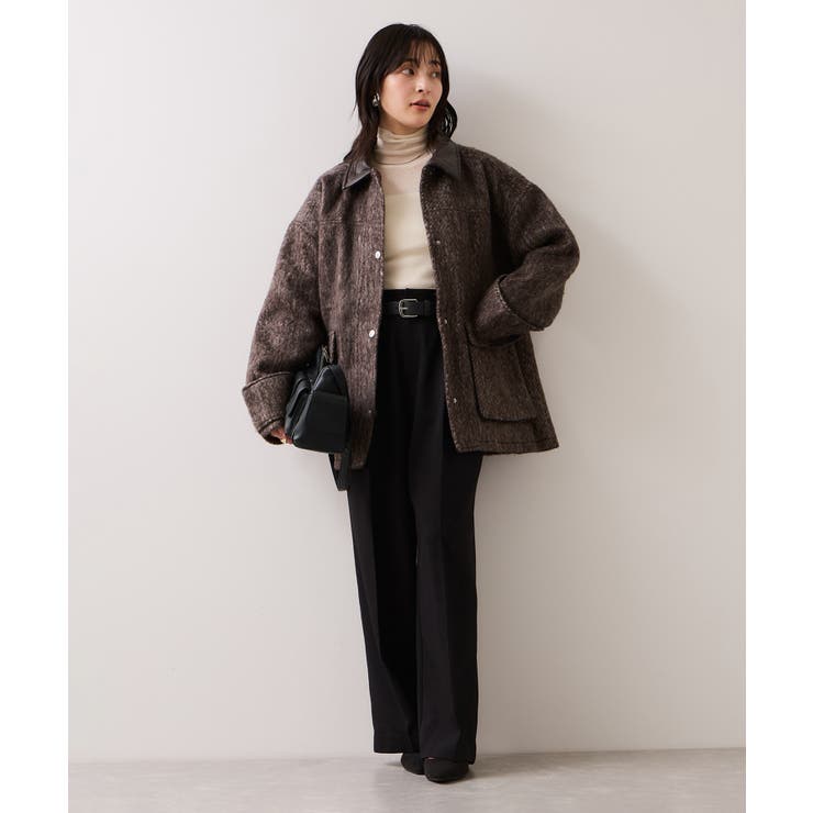 【WEB限定】衿袖レザーシャギーアウター | VIS  | 詳細画像8 