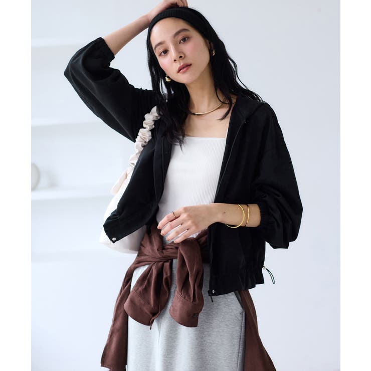 ブラック(01) | 【WEB限定】バックフリルライトフードブルゾン | VIS 