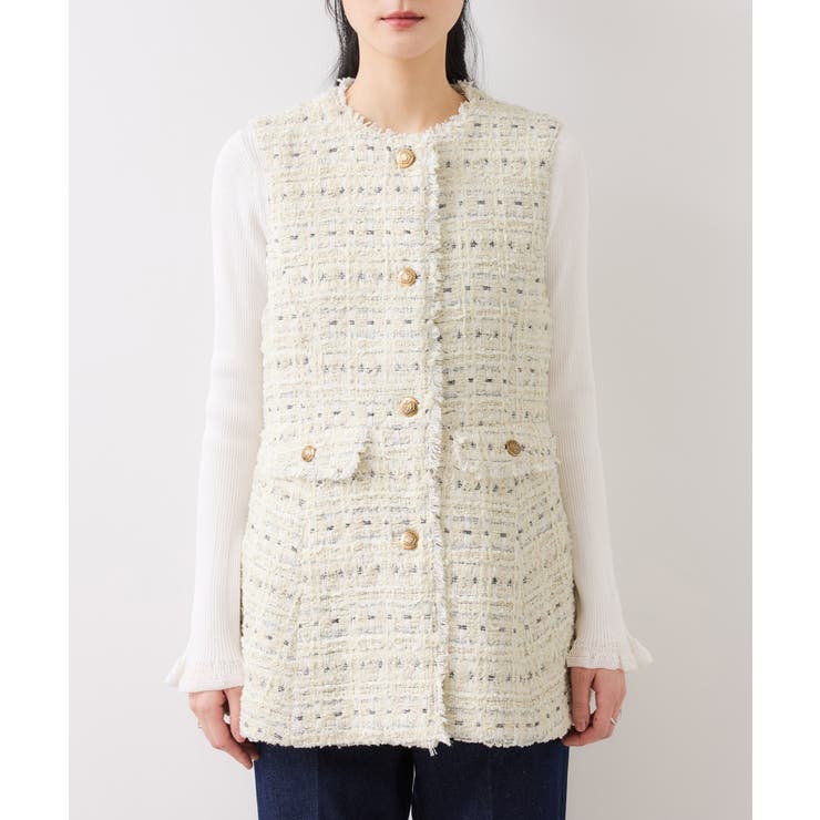 【WEB限定】ノーカラーツイードジレ | VIS  | 詳細画像19 