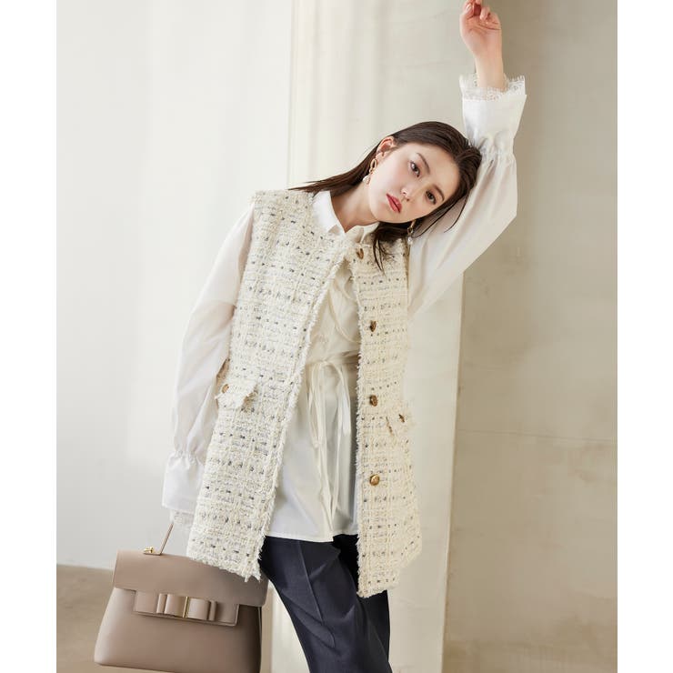 【WEB限定】ノーカラーツイードジレ | VIS  | 詳細画像2 