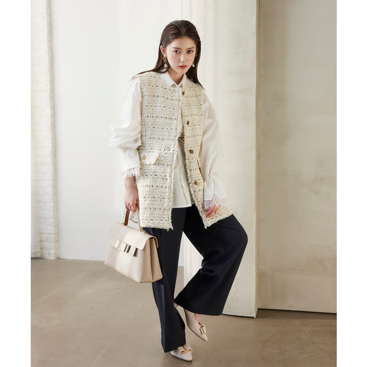 【WEB限定】ノーカラーツイードジレ | VIS  | 詳細画像4 