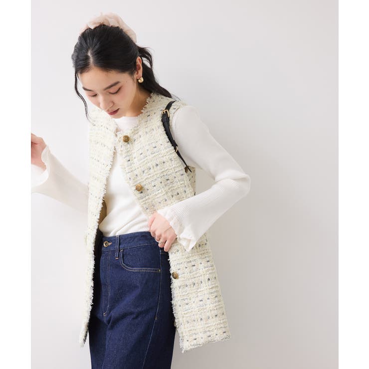 【WEB限定】ノーカラーツイードジレ | VIS  | 詳細画像6 