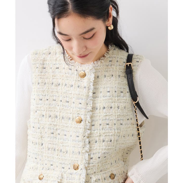 【WEB限定】ノーカラーツイードジレ | VIS  | 詳細画像9 