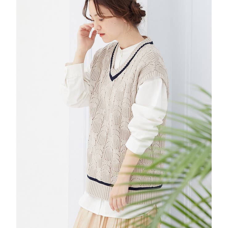 ライン入り透かし編みニットベスト 品番 Visw Vis ビス のレディースファッション通販 Shoplist ショップリスト ライン入り透かし編みニットベスト 品番 Visw Vis ビス のレディースファッション通販 Shoplist ショップリスト