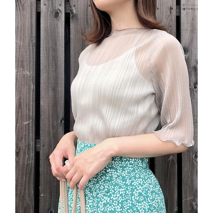 ボートネック半袖シアープリーツプルオーバー | VIS  | 詳細画像11 