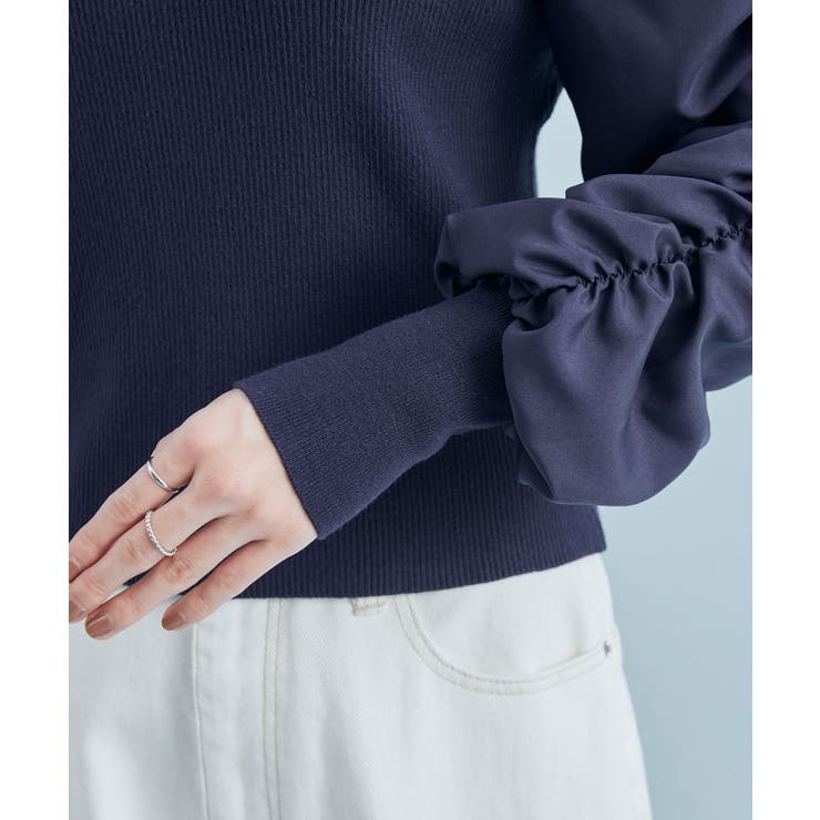 【前後2WAY】くしゅっと袖シャーリングニット | VIS  | 詳細画像11 