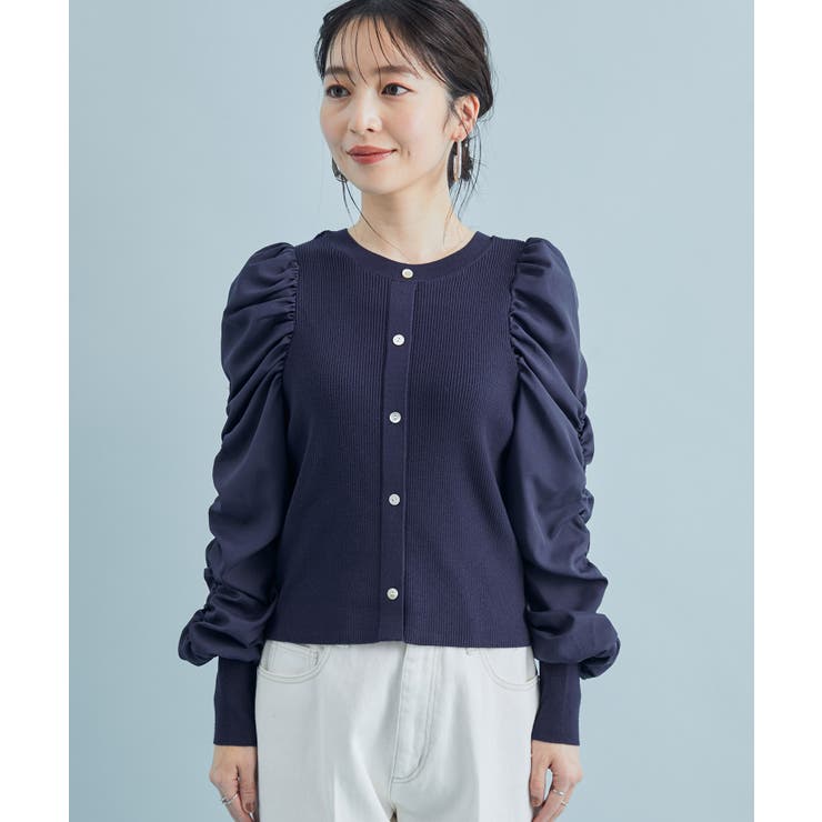 【前後2WAY】くしゅっと袖シャーリングニット | VIS  | 詳細画像14 