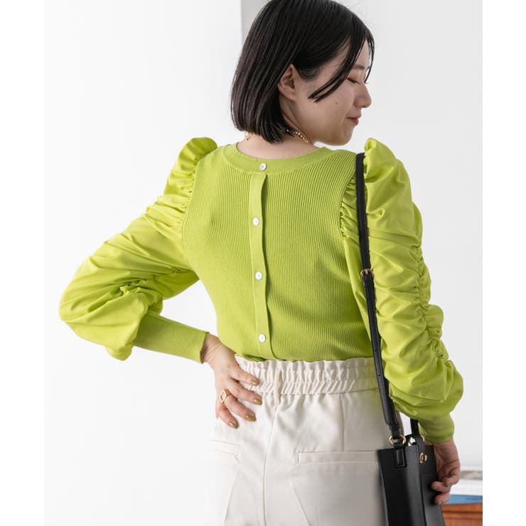 【前後2WAY】くしゅっと袖シャーリングニット | VIS  | 詳細画像2 