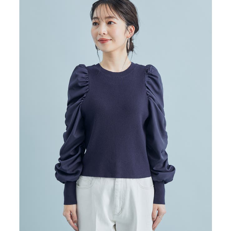 【前後2WAY】くしゅっと袖シャーリングニット | VIS  | 詳細画像5 