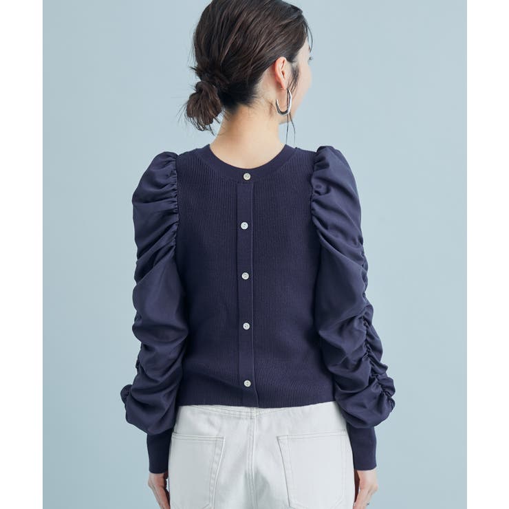 【前後2WAY】くしゅっと袖シャーリングニット | VIS  | 詳細画像7 