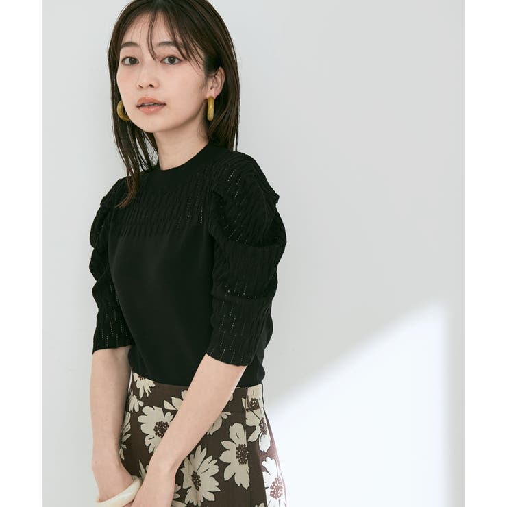 透かしパフスリーブニット【sustainable】[品番：VISW0031476