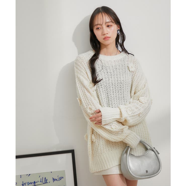 お花ぽんぽんシアーニット | VIS  | 詳細画像6 