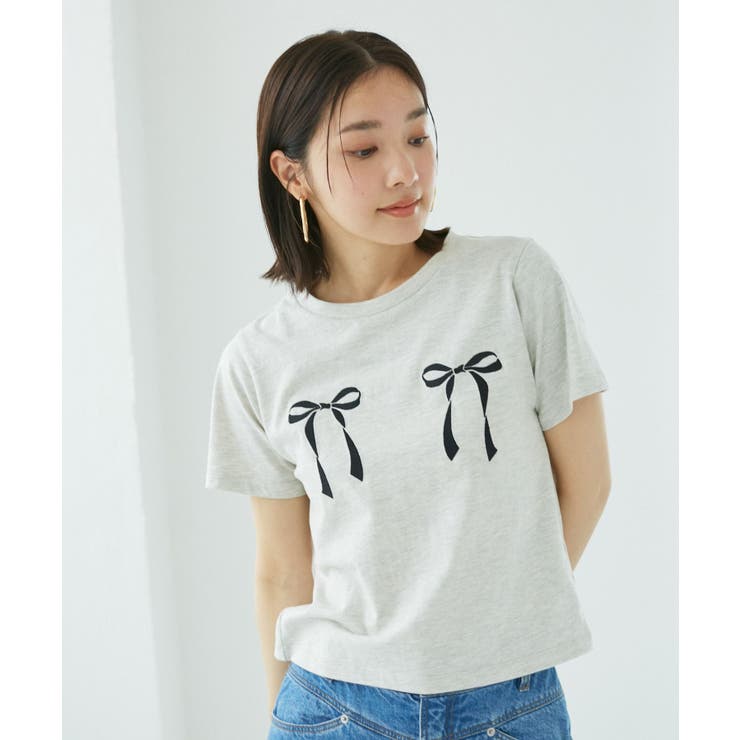 ライトグレー(08) | ハート＆リボンモチーフアソートTシャツ | VIS 